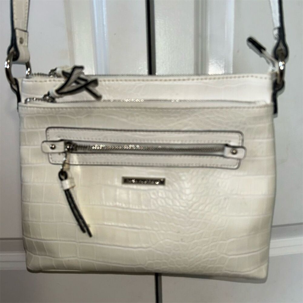 Dana Buchman Women's White Embossed Leather Crossbody Bag
